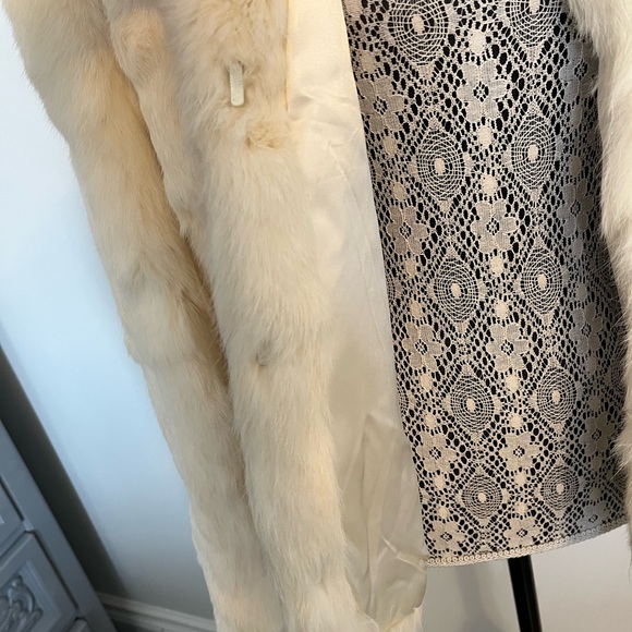 Cream white Rabbit Fur Women's Jacket - Picture 4 of 11